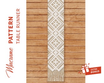 TABLE RUNNER macrame pattern "Oneta"; Macramè tutorial; DIY Boho Macramè Pdf Pattern; Instruction and Knot Guide; Instant Download. Easy.