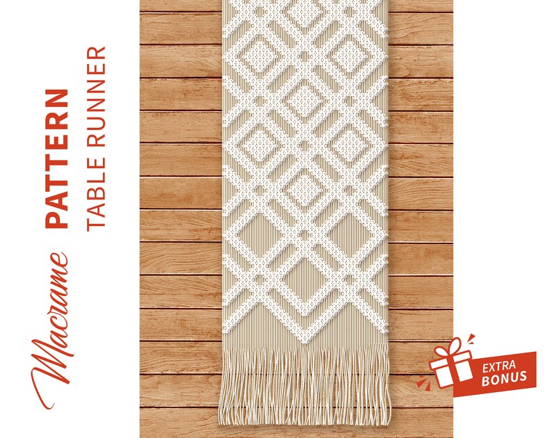 Macrame Table runner pattern "Oleis"