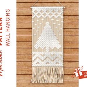 Macrame PATTERN -  Pattern, Instruction and Knot Guide - Digital download - DIY Macrame Boho Wall Hanging tutorial - &quot;Christmas snow&quot;.