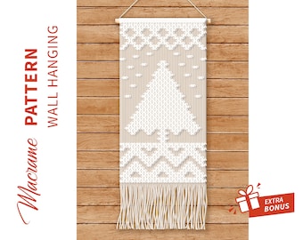 Macrame PATTERN -  Pattern, Instruction and Knot Guide - Digital download - DIY Macrame Boho Wall Hanging tutorial - "Christmas snow".