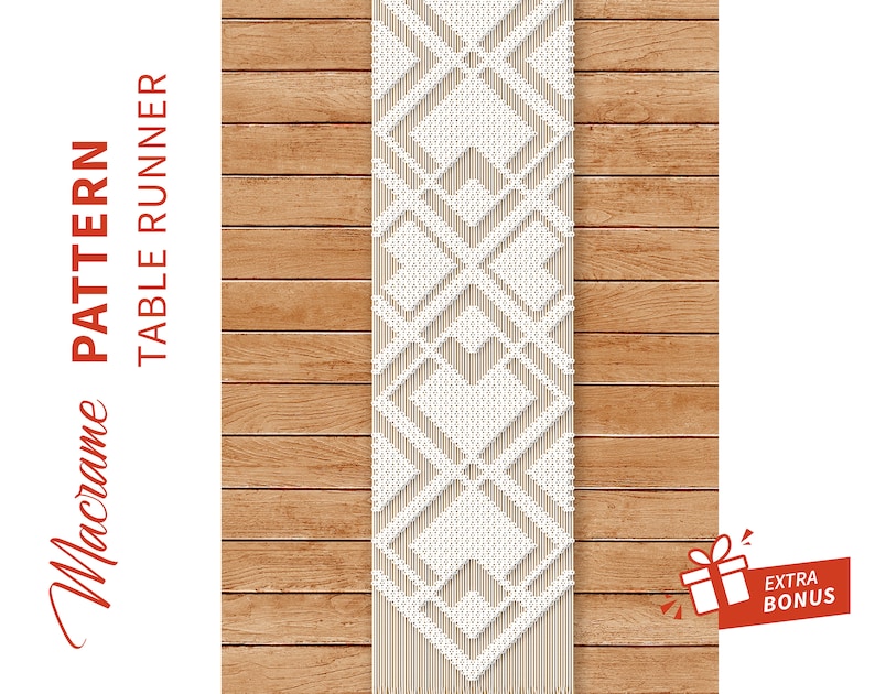 Macrame Table runner pattern "Valentine"