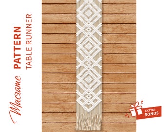 TABLE RUNNER macrame pattern "Veroli"; Macramè tutorial; DIY Boho Macramè Pdf Pattern; Instruction and Knot Guide; Instant Download. Easy.