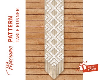 TISCHLÄUFER Makramee Muster „Burolo“; Makramee-Anleitung; DIY Boho Macramè Pdf Muster; Anleitung und Knotenanleitung; Sofortiger Download.