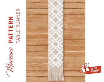 TABLE RUNNER macrame pattern "Bienno"; Macramè tutorial; DIY Boho Macramè Pdf Pattern; Instruction and Knot Guide; Instant Download.