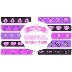 Pretty Gothish Digital Washi Tape, Pre-Cropped, GoodNotes, Planner, ZoomNotes, Digital Stickers, Goth, Creepy Cute, Pastel Goth, Gurokawa