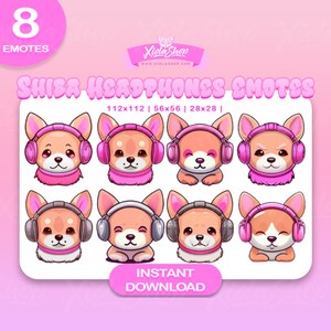 Shiba Inu Headphone Twitch Emotes - Shiba Inu, Headphone, Twitch Emotes, Discord Emotes, Streaming