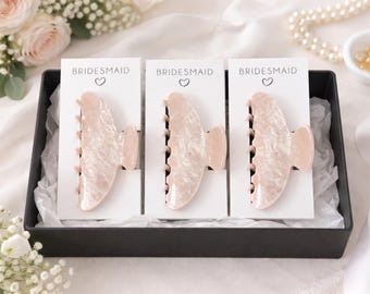 Pink Acetate Hair Claw Clip | Bridal Party Gift, Bridesmaid Proposal, Maid of Honor Favors