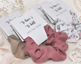 Dusty Rose, Floral Print Hair Tie Scrunchie, Bridesmaid Gift