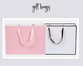 Large Stylish Gift Bags, White gift bag, Pink Gift Bag with handles.  Great for gift giving