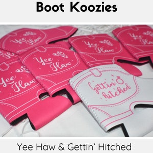 Pink and White Boot Can Coolers, Bachelorette Favor, Bridesmaid Gift Box, Party Drink Holder, Nashville Theme Party Gift