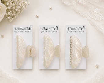 White Acetate Hair Claw Clip for Bridal Party Gift, Bridesmaid Proposal, Party Favors