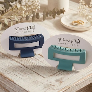 Blue Hair Claw Clip, Bridesmaid Proposal Gift, Custom Card