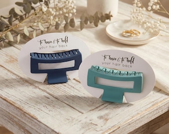 Blue Hair Claw Clip, Bridesmaid Proposal Gift, Custom Card