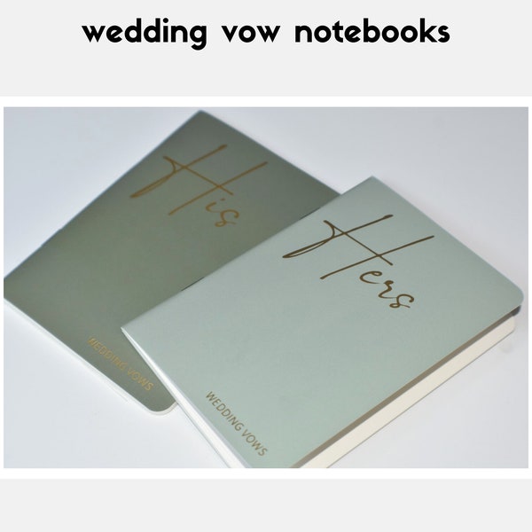 2 Piece Wedding Vow Notebooks, His and Her Vow Books, Sage Green and Pine Green