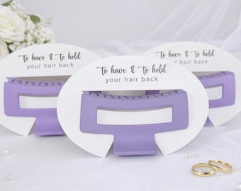 Lavender Bridesmaid Hair Claw Clip, Gift, Custom Card Option