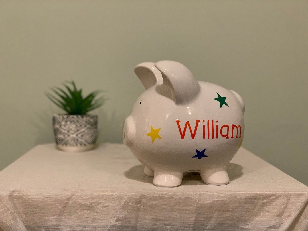 Large Personalized Piggy Bank Babys First Piggy Bank Piggy Etsy