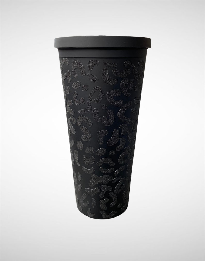 Cheetah Print Tumbler Personalize Cup Matte Black Tumbler