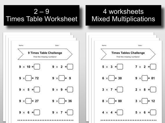 times tables practice printable pdf download multiplication etsy