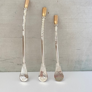 German Silver Curved Bombilla , Argentinian Mate Straw, tea strainer