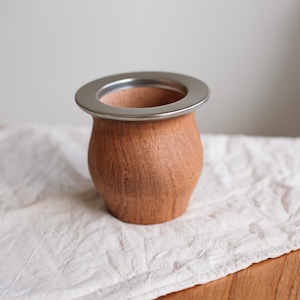 mate gourd algarrobo wood cup with steel rim