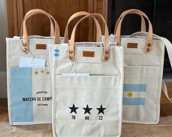 Matera Tasche, Canvastasche mit Ledergriffen für Mate, Mate Set Tragetasche