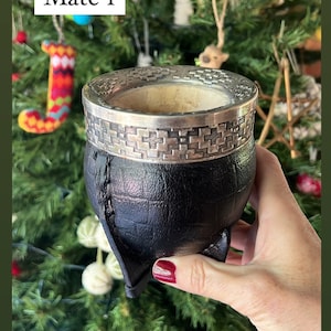 Black imperial mate gourd , handmade Yerba mate tea  gourd