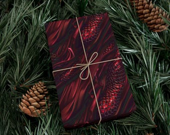 Red Dragon Scales Gift Wrap: Fantasy Medieval Paper
