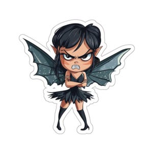 Angry Fairy Kiss-Cut Stickers, Anime Sticker, Angry Fairy Decal, Fun Anime Sticker, Pouting Fairy Decal, garden fairy sticker