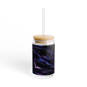 Purple and Black Dragon Skin/Scales and Silk Abstract Design Sipper Glass, 16oz