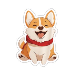 Happy Christmas Corgi Kiss-Cut Stickers, Corgi Decals, Cute Animal Label, Laptop Decal, Planner Sticker, Corgi Water Bottle Sticker