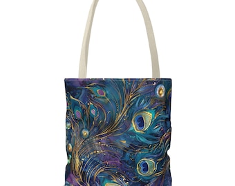 Peacock Feather and Jewels Shoulder bag, Shopping Bag, Travel Bag