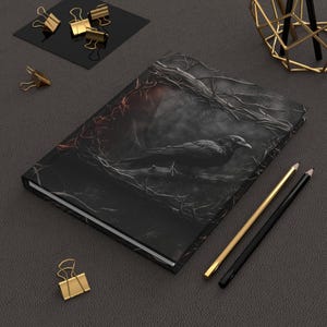 Gothic Raven Journal, Dark Raven Journal,  Matte Cover, Gothic lined Notebook for Writing and Journaling, Raven Diary