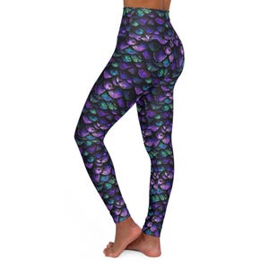Purple Dragon Scales Leggings, Dragon Yoga Pants, Mermaid Leggings, Soft Yoga Leggings, Gift for her, Gift for Yogi