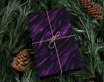 Purple Dragon Scales Gift Wrap: Fantasy Silk Wrapping Paper