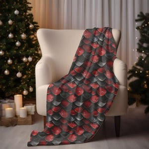 Luxurious Red & Black Dragon Scales Blanket Cozy, Soft, and Stylish!