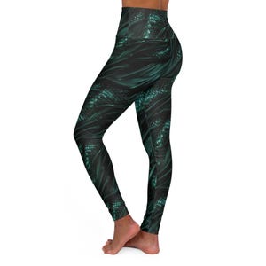 Green Dragon Scales and Silk Leggings, Dragon Yoga Pants, Mermaid Leggings, Soft Yoga Leggings, Gift for her, Gift for Yogi
