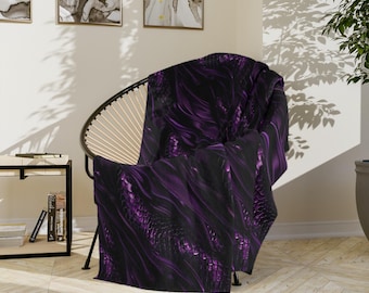 Purple Dragon Scales and Silk Abstract Design Velveteen Microfiber Blanket