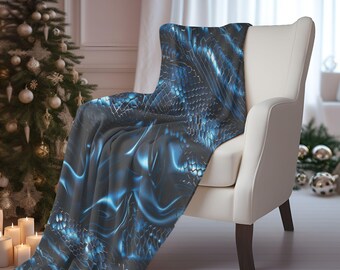Blue Dragon Scales Plush Blanket: Velveteen Throw, Dragon Home Decor