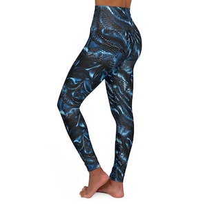 Blue Dragon Scales and Silk Leggings, Dragon Yoga Pants, Mermaid Leggings, Soft Yoga Leggings, Gift for her, Gift for Yogi