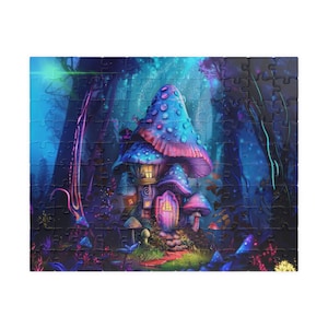Fantasy Mushroom House Jigsaw Puzzle, (110, 252, 520, 1014-piece), Jigsaw Puzzle, Family Craft Activity