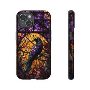 Raven Stained Glass Tough iPhone Cover, Gothic Halloween Dual-Layer Case,  Phone Accessories, Cool Phone Cases, Unique Phone