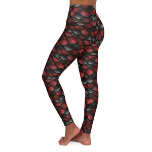 Red Dragon Scales Leggings, Dragon Yoga Pants, Mermaid Leggings, Soft Yoga Leggings, Gift for her, Gift for Yogi