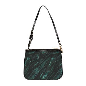 Escamas de dragón verde y negro y bolso de seda, bolso de escamas de dragón, bolso de escamas de dragón