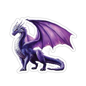 Purple Dragon Fantasy Sticker, Mythical Creature Laptop Decal, Unique Water Bottle Label