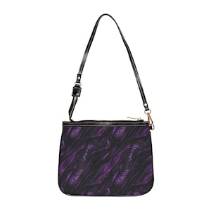 Escamas de dragón púrpura y negro y bolso de seda, bolso