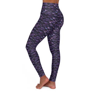 Purple Dragon Scales Leggings, Dragon Yoga Pants, Mermaid Leggings, Soft Yoga Leggings, Gift for her, Gift for Yogi