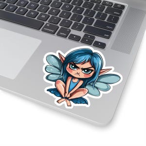 Grumpy Fairy Sticker, Angry Fairy Kiss-Cut Stickers, Anime Sticker, Decal, Fun Anime Sticker,Pouting Fairy Decal, Garden Fairy sticker
