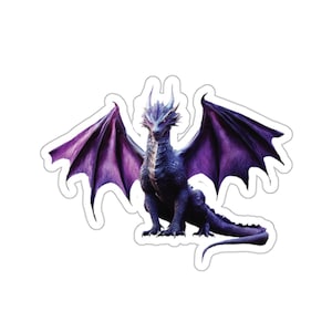 Purple Dragon Sticker, Mythical Creature Decals, Fantasy Animal Label, Laptop Decal, Planner Sticker, Scrapbook Dragon, Dragon Water Bottle