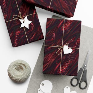 Red Dragon Scales and Silk Gift Wrap,Fantasy Gift Wrap, Medieval Paper, Stylish Dragon Lover Gift Wrap, Unique Wrapping Sheets