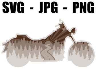 Layered Motorcycle Cut File - Layered Motorcycle SVG - Layered Motorcycle JPG - Layered Motorcycle PNG - Cricut, Silhouette, Laser Ready